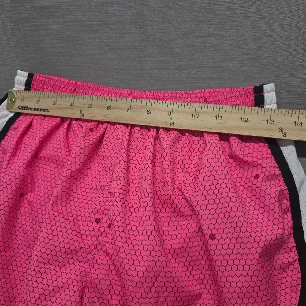 Nike Dri-FIT Tempo Running Shorts‎ Pink Black Honeycomb Hexagon Print Womens M
